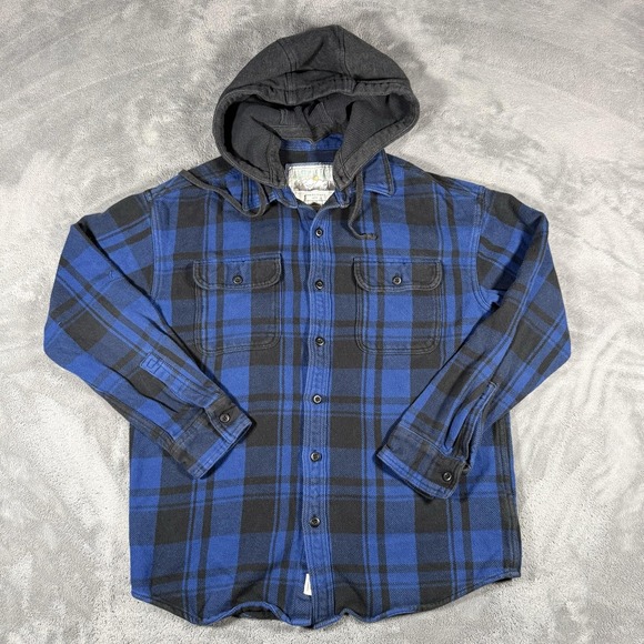 American Eagle Outfitters Other - American Eagle Outfitters Flannel Shirt Mens Size M Blue Plaid Hooded Button Up